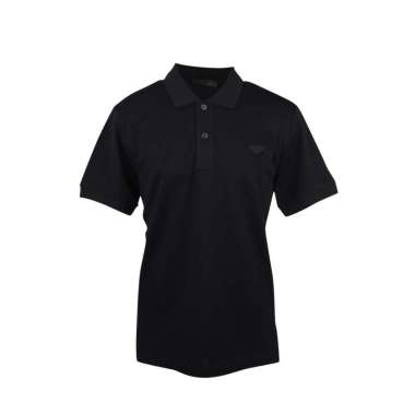 Prada Black Polo W Logo Men's T Shirt