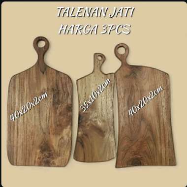 3 buah talenan kayu jati solid tanpa sambungan