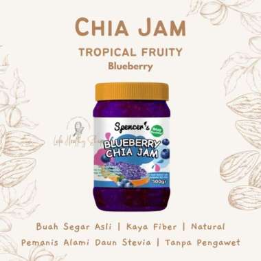 Spencer's Chia Jam (500gr) - Strawberry, Blueberry, Peach Spencers Murah Promo Selai Buah Sehat Blue