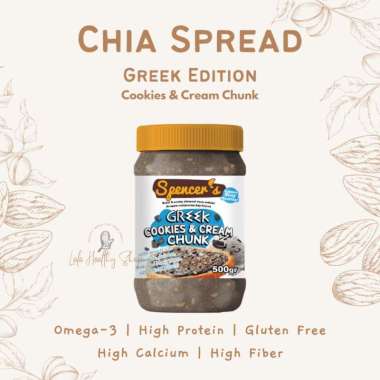 Spencer's Chia Greek Spread (500gr) - Spencers Promo Selai Sehat Cookies & Cream