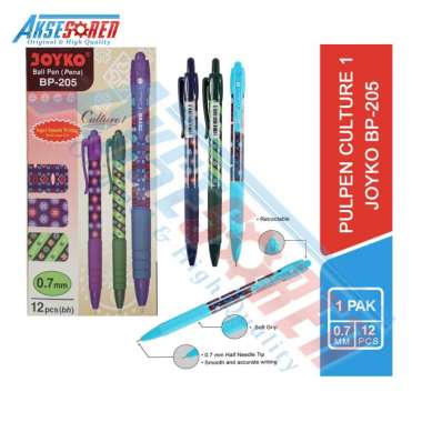 Aksesoren Pulpen Culture 1 Joyko [BP-205/12 pcs] / Ballpoint Pena Pen 0.7 mm / Ball Pem Bolpen 1 Pac