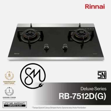 Kompor Gas Tanam Rinnai RB-7512D (G) RB7512D 2 tungku kaca deluxe
