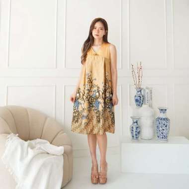 EF621 DRESS BATIK CHEONGSAM DRESS IMLEK DRESS WANITA ELEGANT DRESS QIPAO CHEONGSAM IMLEK 621 BCY Yel