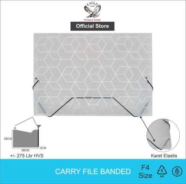 EAGLE Carry File Box Banded Folio / Map Tali Karet Elastis Motif KUBUS