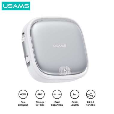 USAMS U87 Kabel Fast Charging Type C Multifunctional Storage Set Box Silver