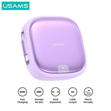 USAMS U87 Kabel Fast Charging Type C Multifunctional Storage Set Box Ungu