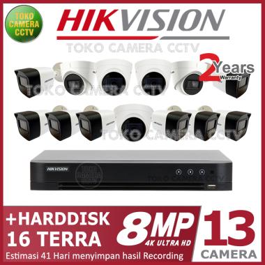 PAKET CCTV HIKVISION 8MP 16 CHANNEL 13CAMERA 16 TB
