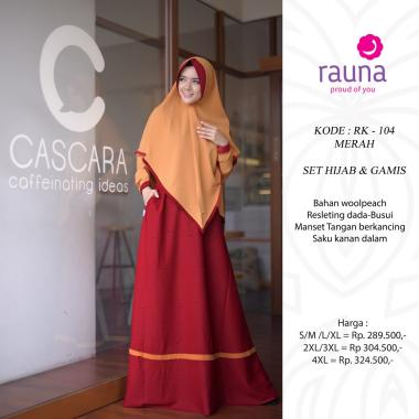 Rauna Gamis Set Jilbab / RK-104 Maroon / Fashion Muslim Gamis XXL Maroon