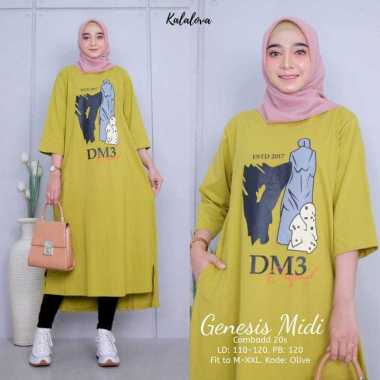 FASHION BAJUTERBARU GENESIS MIDI DRESS ( M L XL XXL ) GAMIS WANITA KEKINIAN BAHAN KAOS KATUN COMBED 