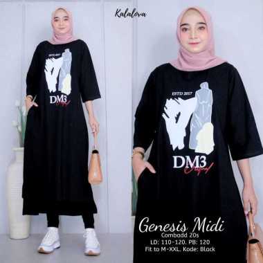 FASHION BAJUTERBARU GENESIS MIDI DRESS ( M L XL XXL ) GAMIS WANITA KEKINIAN BAHAN KAOS KATUN COMBED 