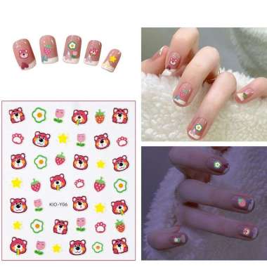 GLOW IN THE DARK NAIL STICKER KUKU ANAK CARTOON LUMINOUS STICKER NAIL ART