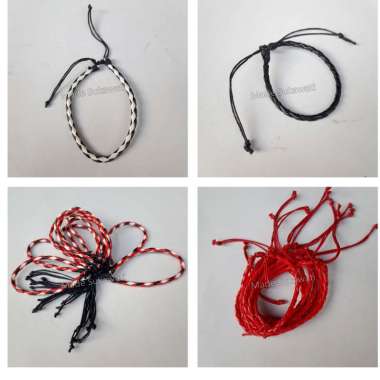 Gelang kulit lilit tali Merah