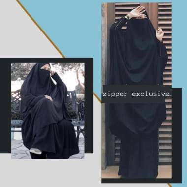 Gamis Set Dress Haji Dan Umroh Wanita - Baju Ihrom Wanita Hitam