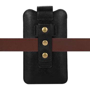 Sarung Dompet Tas Tempat HP Celup Pinggang Pria Kulit Asli 2HP Kopel Kancing Ukuran 6 - 6,5 Inch - C