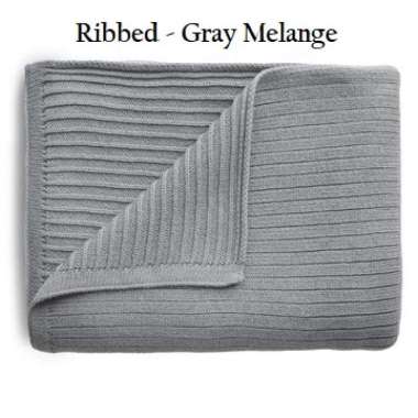 Mushie Knitted Baby Blanket / Selimut Rajut Bayi Anak Katun Organik Ribbed - Gray
