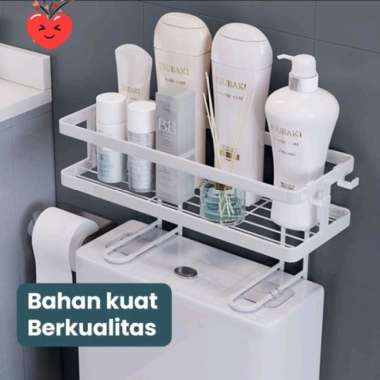 S5 Rak Kamar Mandi Tempel Toilet Kloset Penyimpanan Gantung Anti Karat - 1 TINGKAT HITAM TERBAIK Mul