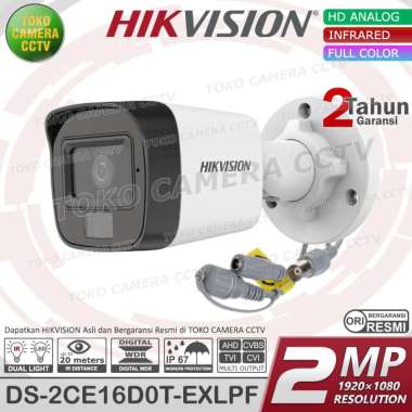 KAMERA CCTV OUTDOOR 2MP COLORVU HIKVISION DS-2CE16D0T-EXLPF DUAL LIGHT