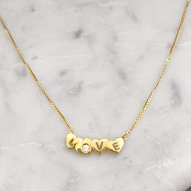 Terbaru kalung wanita model love simpel minimalis daily emas asli