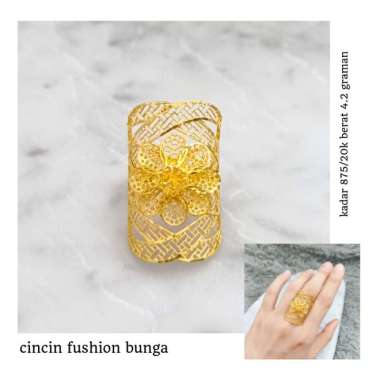 cincin wanita model bunga fushion mewah berkelas stylish emas
