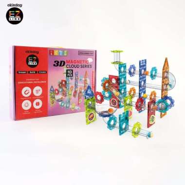 Okiedog EZLINK Magnetic Cloud Series 113pcs - Mainan Magnet Edukasi anak (STEM)