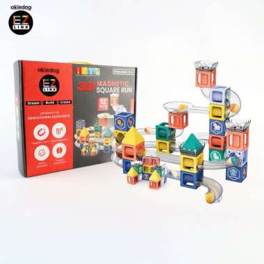 Okiedog EZLINK Magnetic Square Run 52pcs - Mainan Magnet Edukasi anak (STEM)