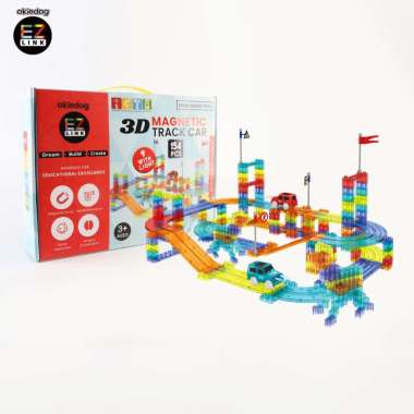 Okiedog EZLINK Magnetic Track Car 154pcs - Mainan Magnet Edukasi anak (STEM)