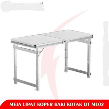 Meja Lipat Koper Kaki Kotak - Silver Multicolor