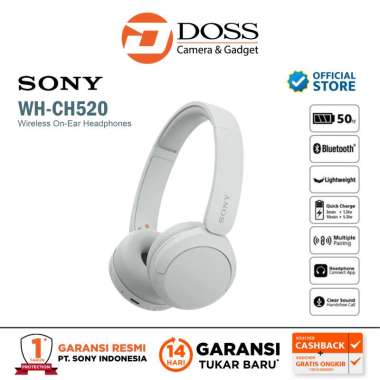 Sony WH-CH520 Wireless Headphone Sony WHCH520 CH 520 Headphones White