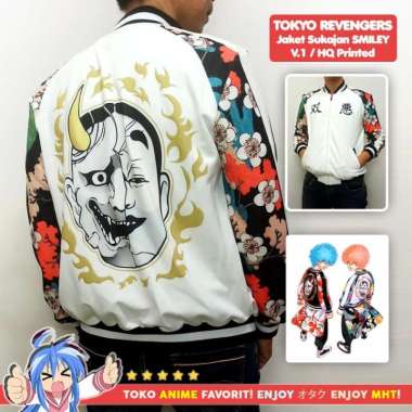 Jaket Smiley Bomber Sukajan Anime Tokyo Revengers Full Print Kawata L