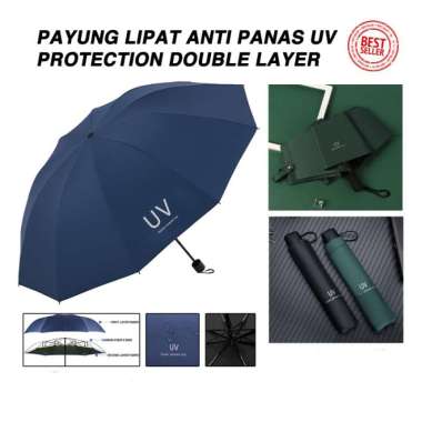 Payung Lipat Protection Anti Sinar UV Panas Matahari Waterproof Korea abu