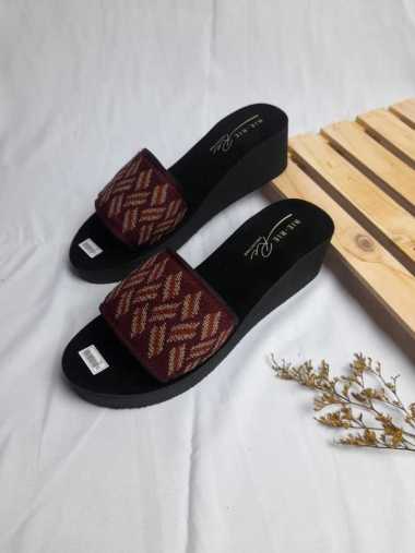 Sandal Wanita Wedges Kokop Motif Rajut Terbaru 36 Maroon