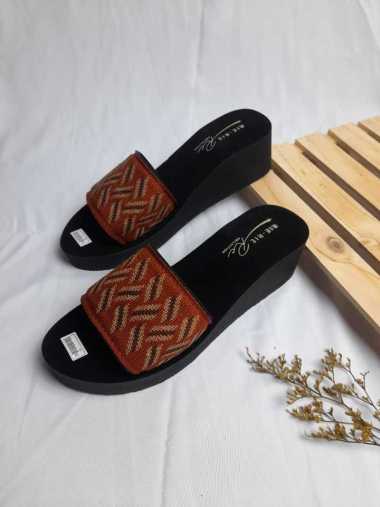 Sandal Wanita Wedges Kokop Motif Rajut Terbaru 39 Bata