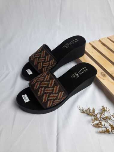 Sandal Wanita Wedges Kokop Motif Rajut Terbaru 38 Coklat