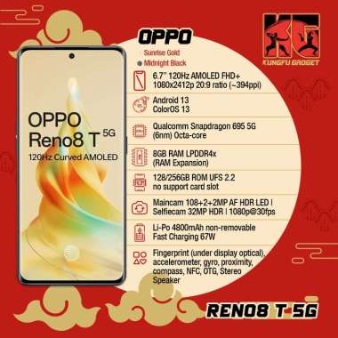 Oppo Reno 8T 5G 8/128 RAM 8GB ROM 128GB Garansi Resmi Indonesia Aurora