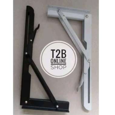 Bracket Hitam / engsel meja lipat dinding / engsel siku lipat dinding perpasang 12" Putih