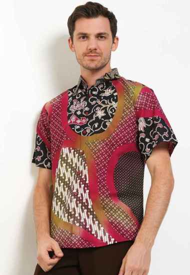 Batik Arjunaweda Hem Batik Parsley Pelangi 50A165023 Merah M