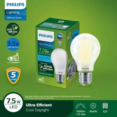 Philips LED Bulb Ultra Efficient – 7.5W E27 6500 Cool Daylight White