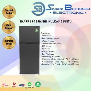 SHARP SJ-195MNHS KULKAS 2 PINTU (NEW) (KHUSUS BANDUNG)