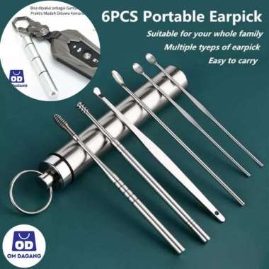 6 Pcs Alat Pembersih Korek Korekan Telinga Besi Stainless Steel