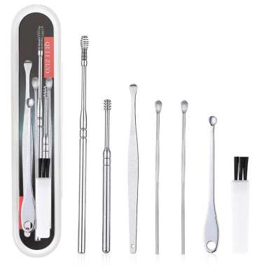 7 Pcs Alat Pembersih Telinga Korekan Korek Kuping Besi Stainless Steel