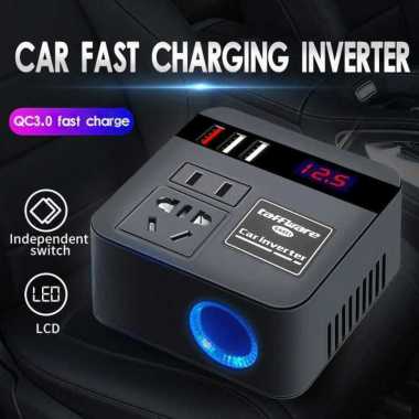 Car Power Inverter Sambungan Adaptor Colokan Listrik Mobil 100W DC ke AC 3 Port USB