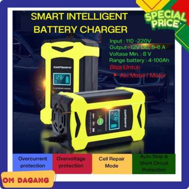 Charger Aki Mobil Motor Aki Basah Kering 12V 6A Smart Charger Battery