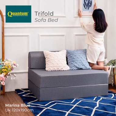 Quantum Trifold Sofabed / Sofa Bed Kasur / Sofa Tidur Lipat Minimalis / Tebal 20cm 120x190 Marina Blue