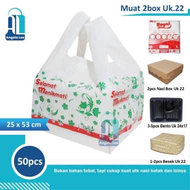 Kantong Plastik Royal untuk 2 box nasi kotak makanan Uk.18/20/22 2box uk. 22x22cm