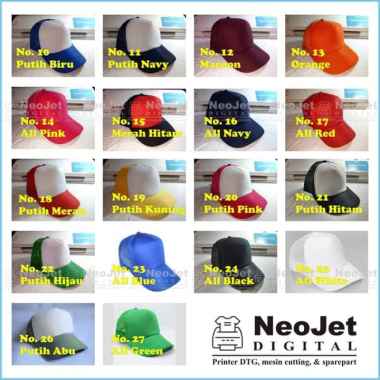 Topi Trucker Jaring Polos Dewasa  18 PUTIH MERAH