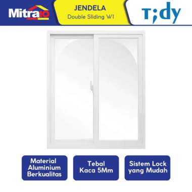 Tidy Jendela Double Sliding Kanan + Kiri Aluminium W1 100 X 120 Cm Putih -