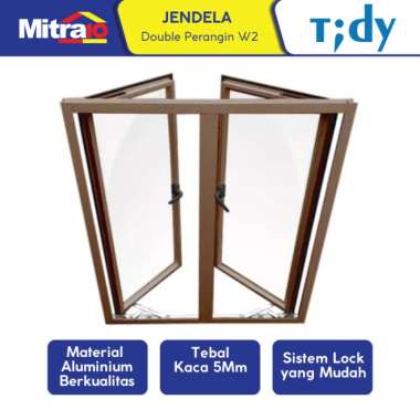 Jendela Double Perangin Aluminium 100x120cm Coklat W2 - Tidy [INCLUDE PACKING KAYU] -