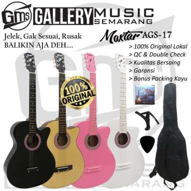 Gitar Akustik Original Maxtar AGS-17 / Gitar Akustik Pemula / Gitar Akustik Termurah PAKET B Pink