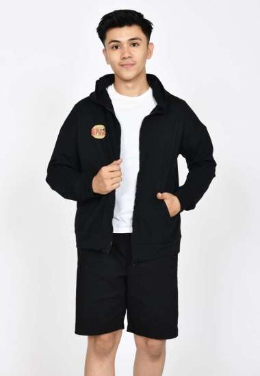 Jaket Hoodie Pria Resleting Lengan Panjang XL LEZAHRASIGNATURE Jacket Hoodie GAA BLACK L