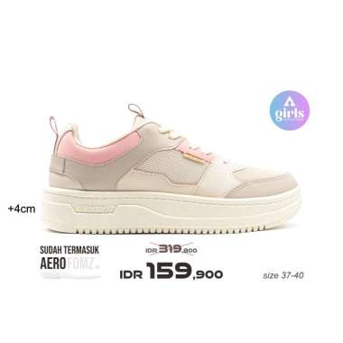Aerostreet 37-40 Evelyn Putih Natural Krem Merah Muda - Sepatu Sneakers Wanita 37